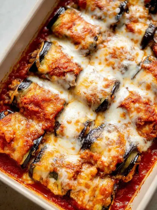 Roulades d’aubergines à la ricotta