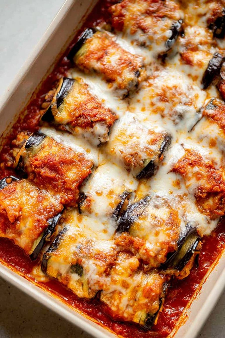 Roulades d’aubergines à la ricotta