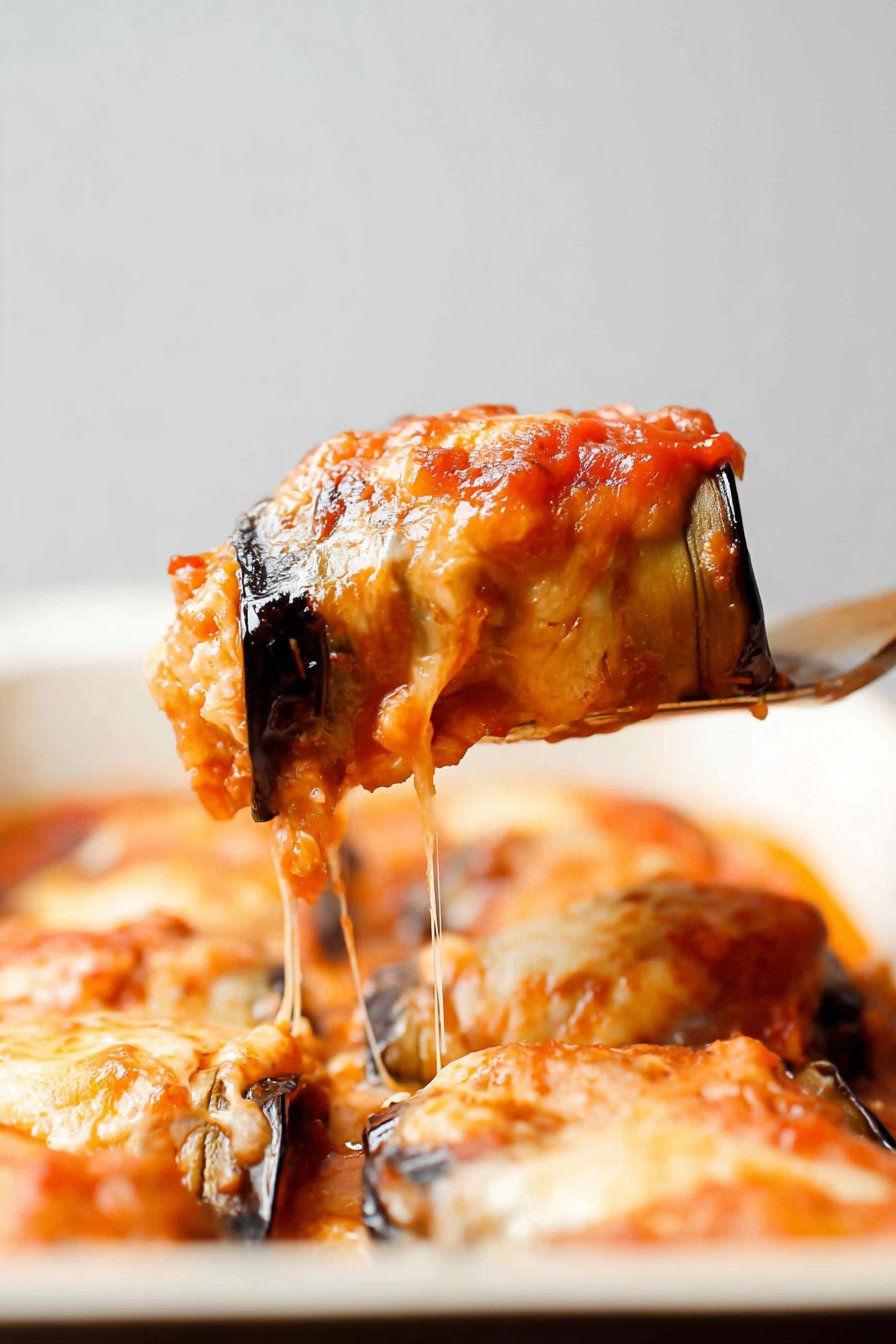 Roulades d’aubergines à la ricotta