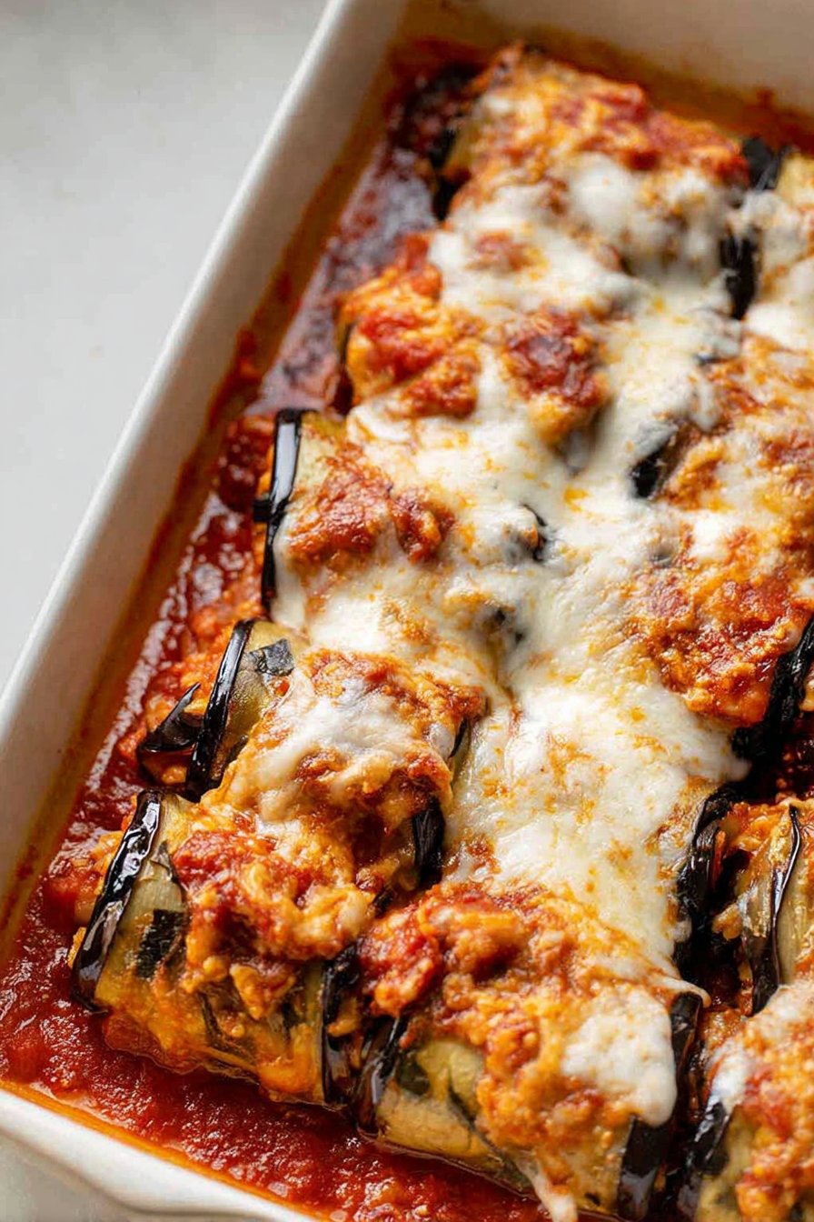 Roulades d’aubergines à la ricotta